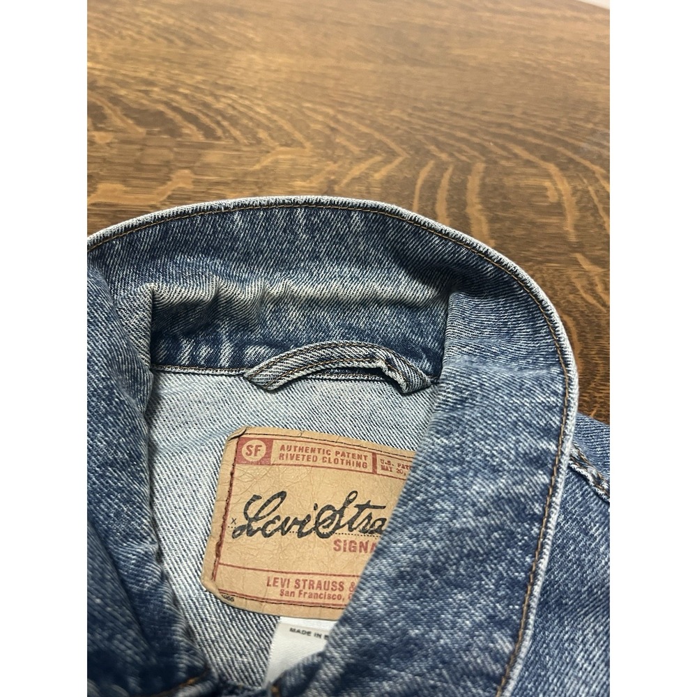 Levi Strauss Signature Denim Jacket Mens M Blue Trucker Y2K 2004 Jean Coat - Picture 6 of 10